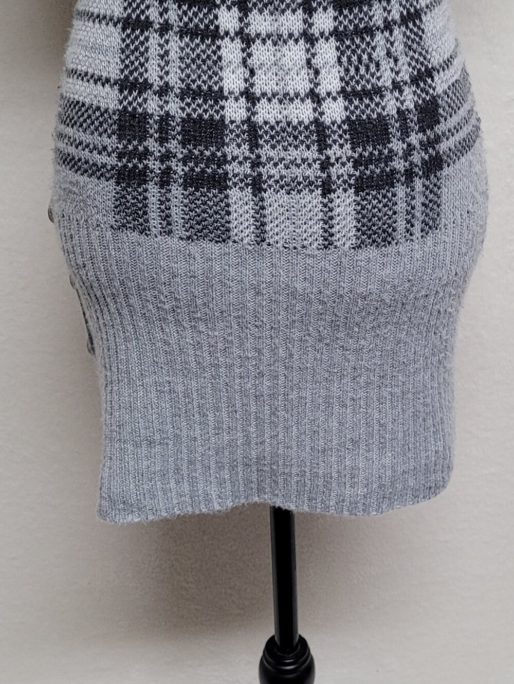 90s Vintage Say What Gray Plaid Cowl-neck Off-Shoulder Bodycon Mini Dress Small - Picture 9 of 11